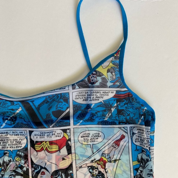 3/$12 ✅ Wonder Woman DC Comics Sheer Blue Cami Tank Juniors S/M - Picture 6 of 11
